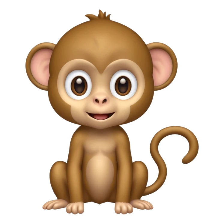 Cute 2.5D shading Graphics. Front View Standing Monkey. sticker