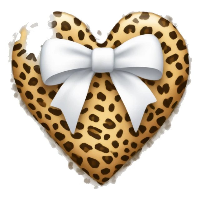 Cheetah print heart with white bow sticker