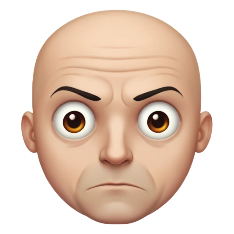 Steven Miller, bald, very grim and stern expression sticker