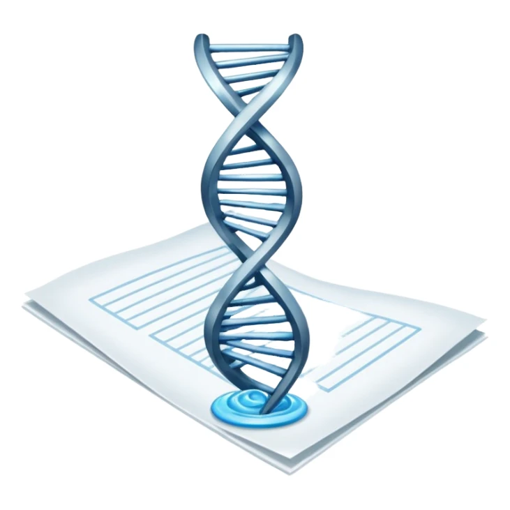 DNA strand above a paper sheet sticker