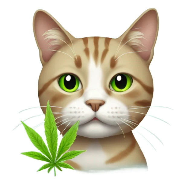 cat with weed sticker