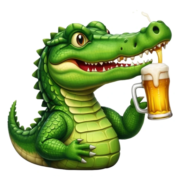 Crocodile buvqnt une bière sticker