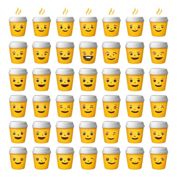 Эмодзи пак в Telegram для кофейной компании LABEL. Цветовая палитра: #FFFFFF, #F7FD02, #D3D3D3, # 242424 sticker
