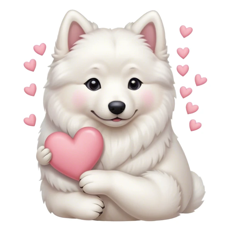 samoyed hug with pastel hearts sticker