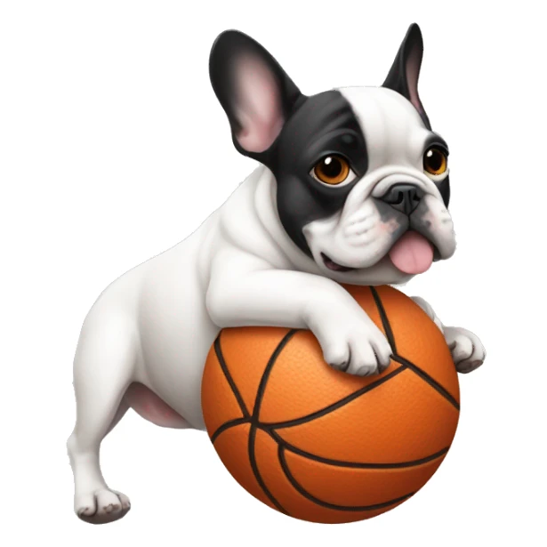 French bulldog holding on a ball sticker