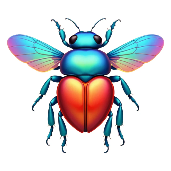 Scarab flying around heart sticker