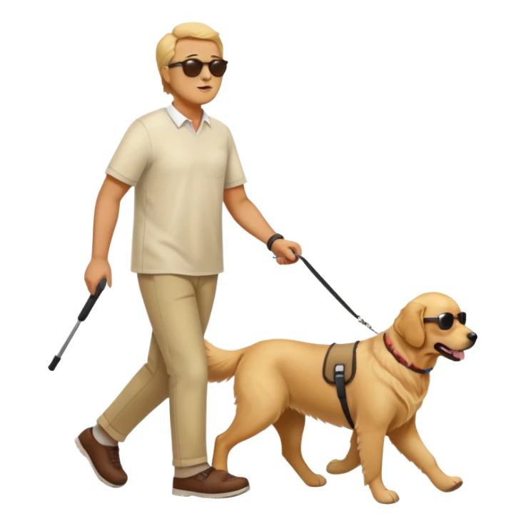 blind man with sunglasses and guide dog sticker