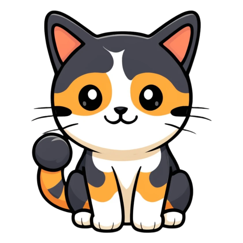 Calico cat with three colors sticker