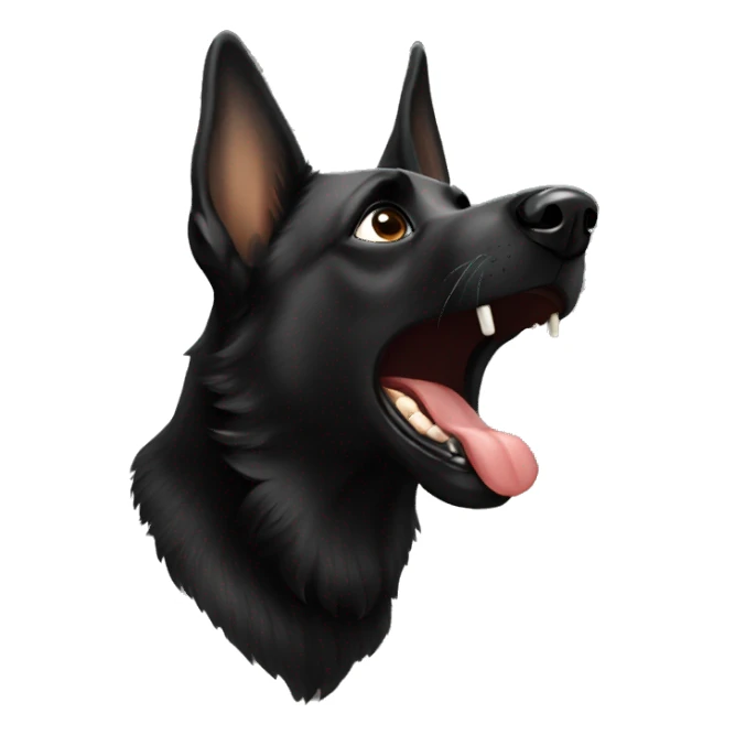 A black German shepherd barking sticker