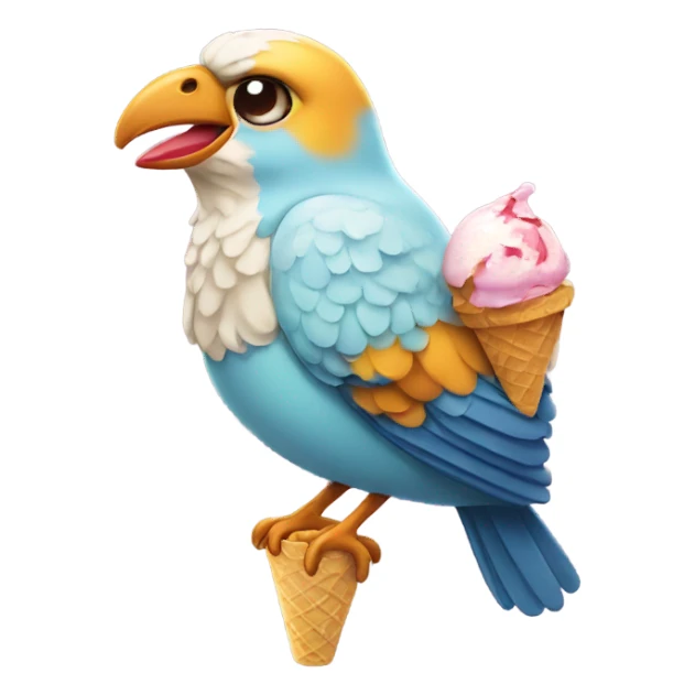 Bird eating ice cream sticker