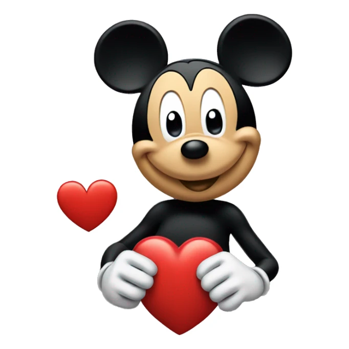 mickey mouse with a heart symbol sticker
