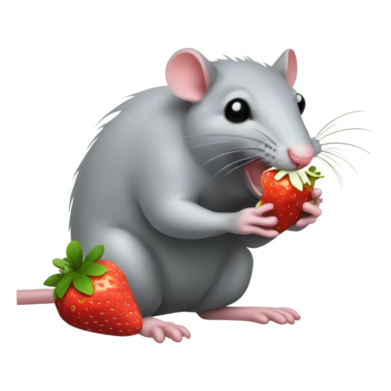 a rat eating a strawberry sticker