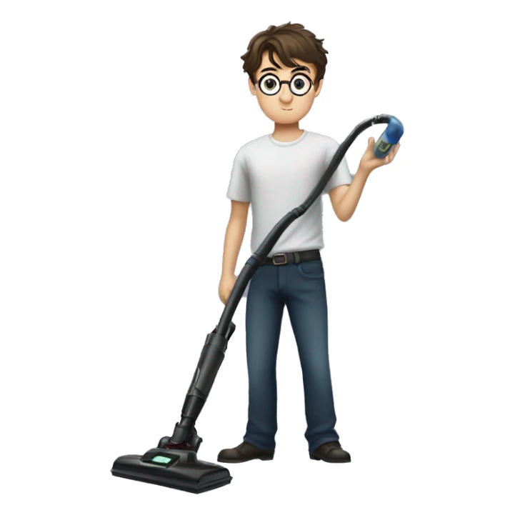Harry potter using a vacuum sticker