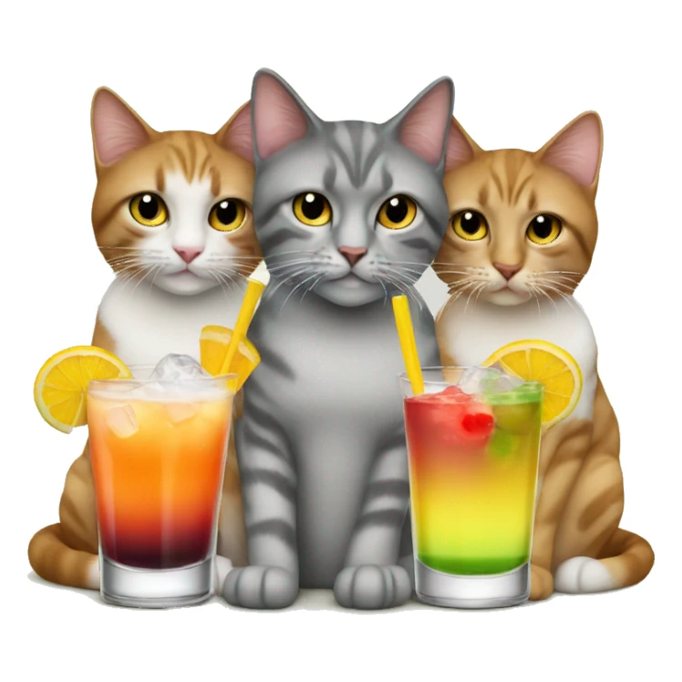 3 cats drinking cocktails  sticker
