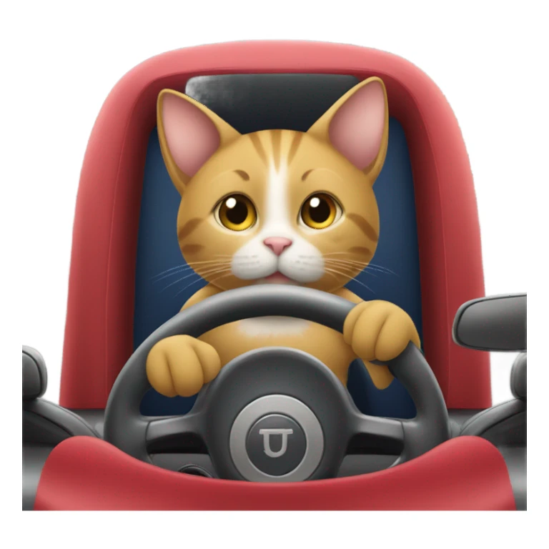 Cat drive a car with apple  sticker