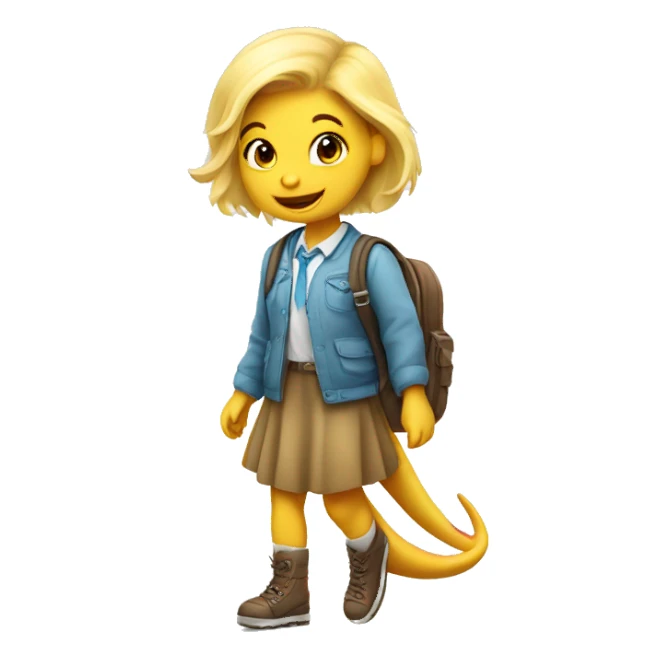 Cute blonde dinosaur going to school sticker