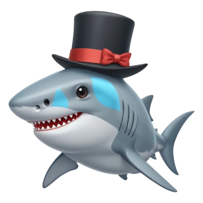 Shark with a top hat sticker