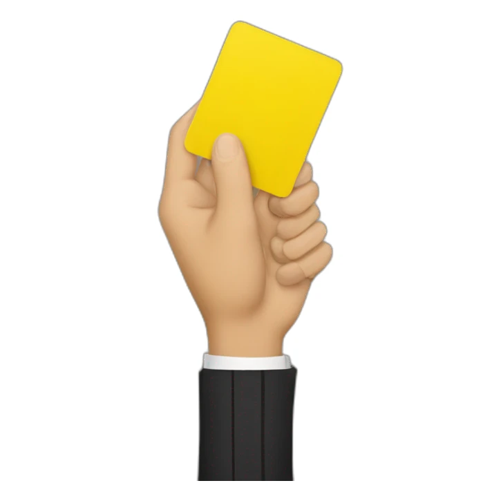 referee hand holding yellow card up sticker