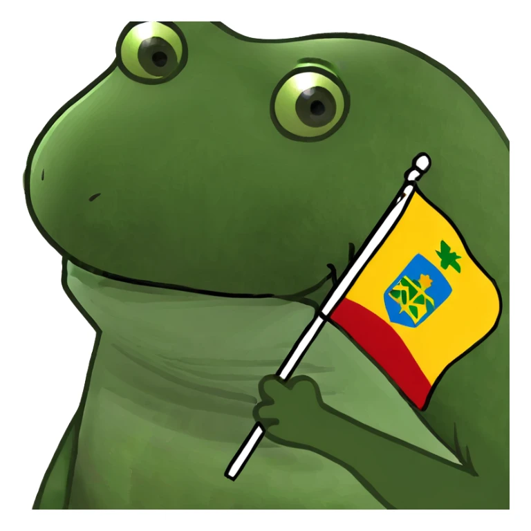 frog holding a Lithuanian flag sticker