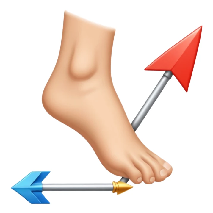 foot with arrow to big toe sticker