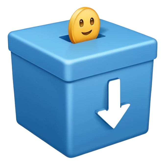 Blue box with a blue check in side sticker