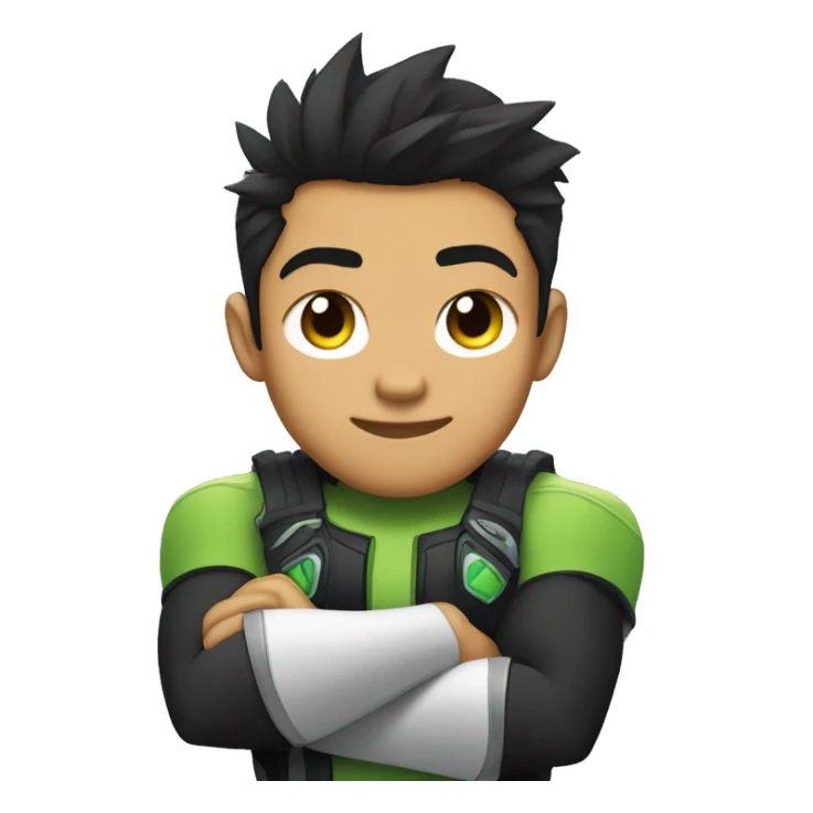 Omnitrix asain, arms folded side looking, half body sticker