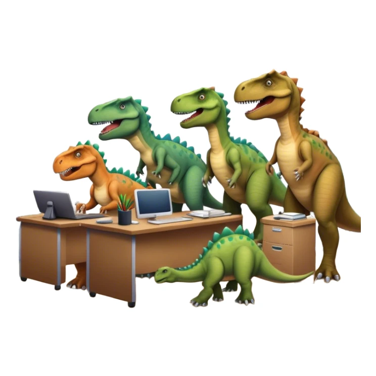 old dinosaurs working in an office sticker