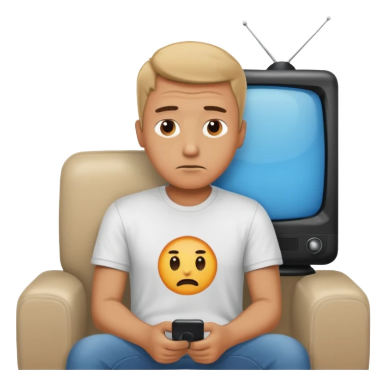 bored man watching television sticker