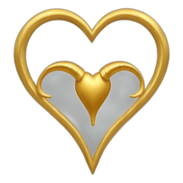 Gold heart frame with horns and tail sticker