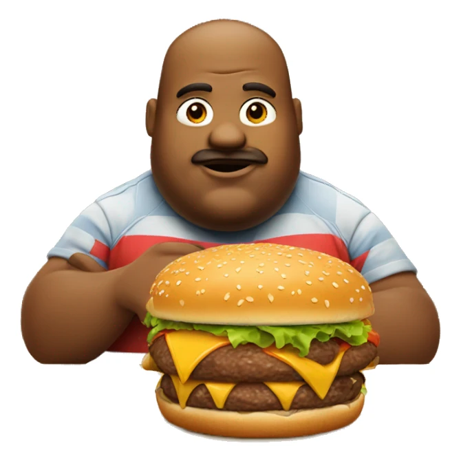 Fat man eating burger sticker