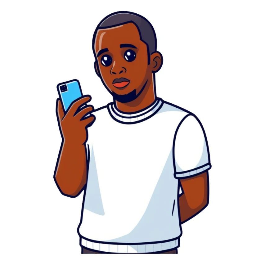 Diddy holding a cellphone sticker