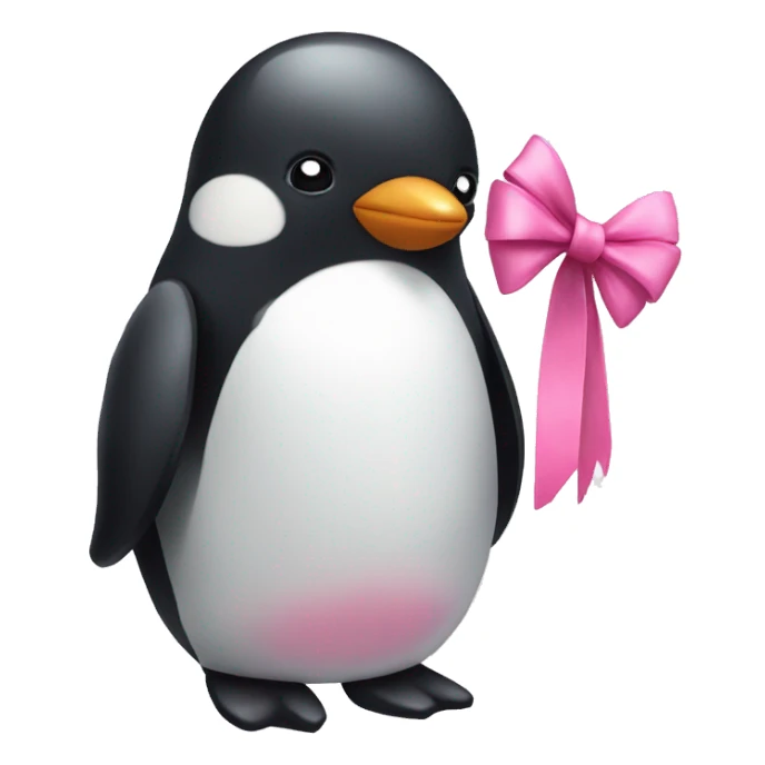 sad penguin with a pink bow sticker