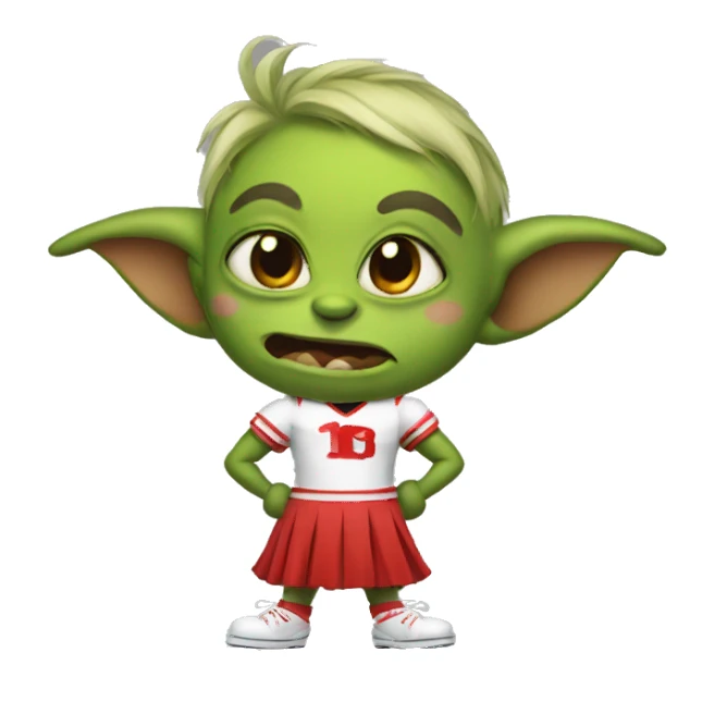 goblin wearing a cheerleader uniform sticker