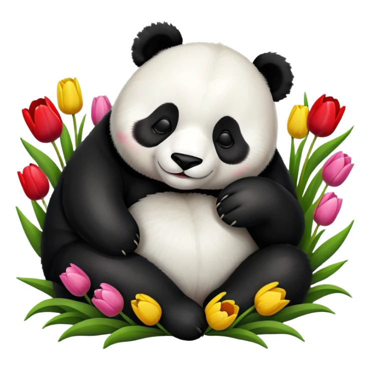 Panda sleeps in tulips sticker