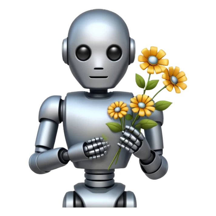 robot with flowers  sticker