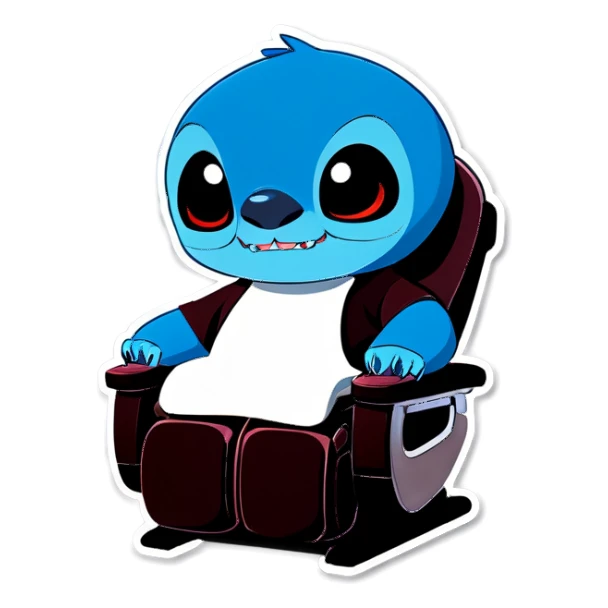 Stitch stand in a massage chair sticker