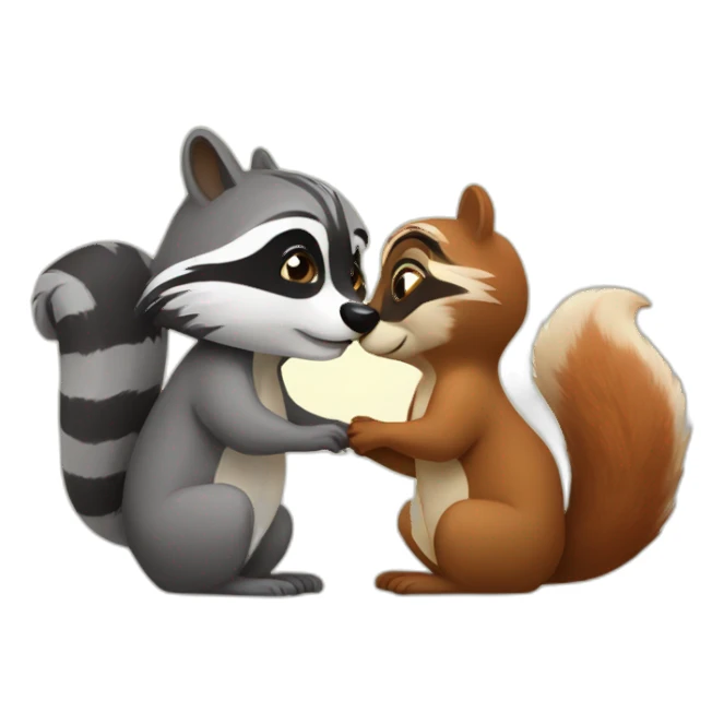 raccoon and a squirrel kissing sticker