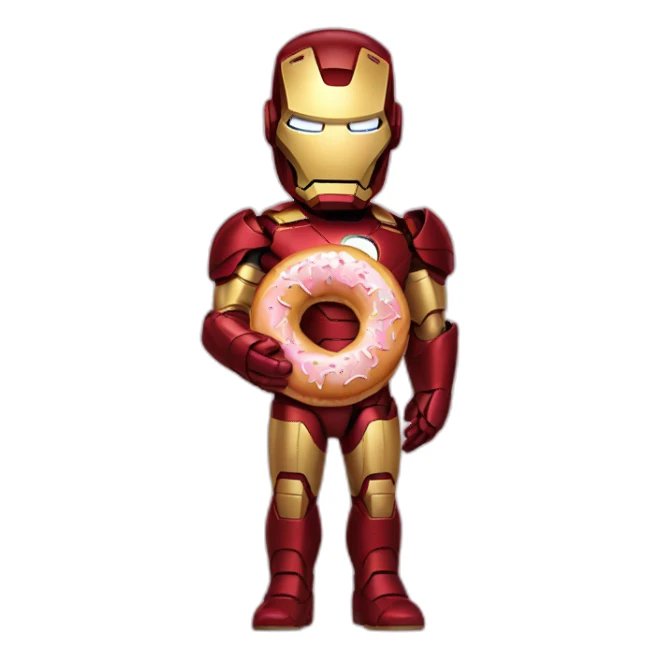 Iron man with a donut sticker