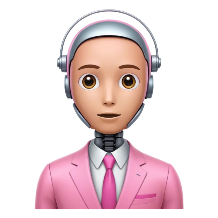 human looking robot in pink suit sticker