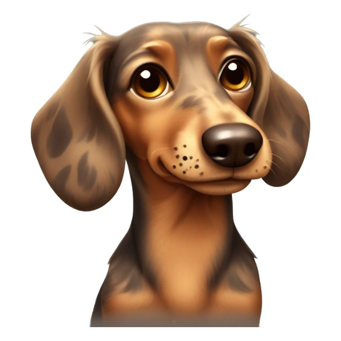 sad rough haired dachshund with brown spots sticker