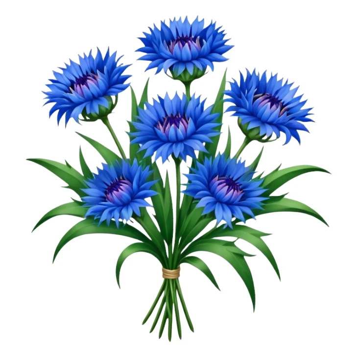 luxuriant, big bouquet Cornflower, stem, leaf sticker
