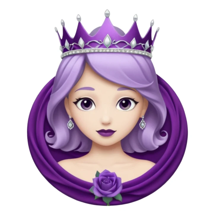 Purple shadow rose silver circle plaque with silver tiara sticker