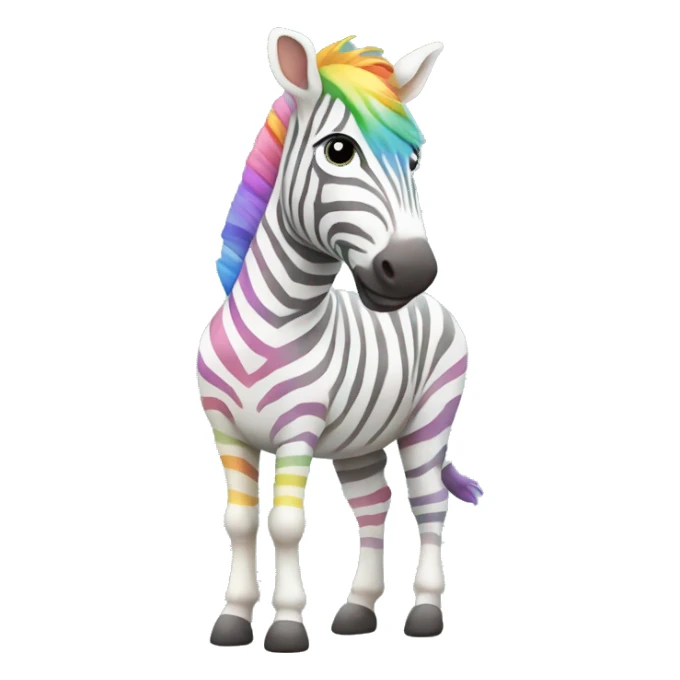 white zebra with pastel rainbow stripes full body sticker