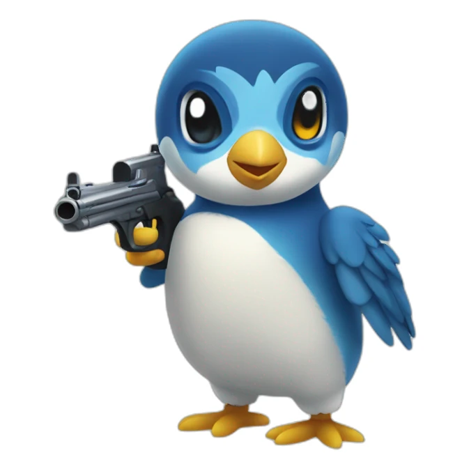 Piplup with gun sticker