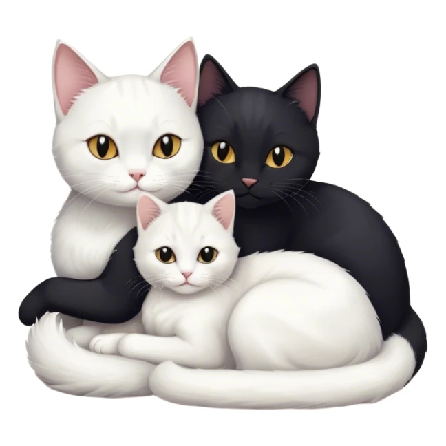 black cat cuddles a white cat sticker