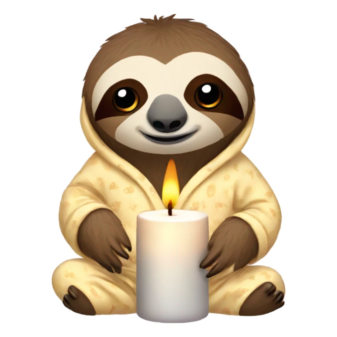 sloth in pajamas with a candle  sticker