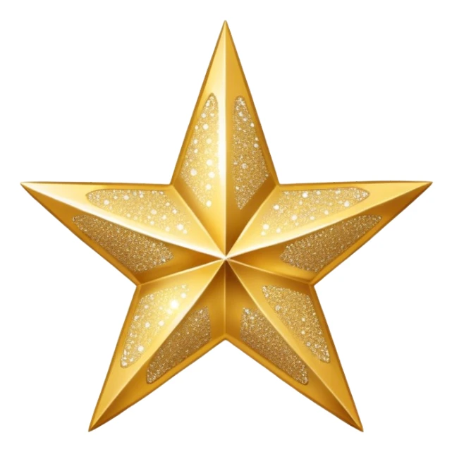 a large sparkle star where each point has a different pattern or texture, varied patterns on single sparkle sticker