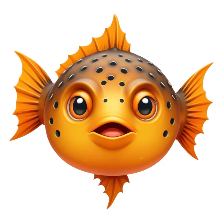 All Orange BlowFish facing forward Spikes sticker