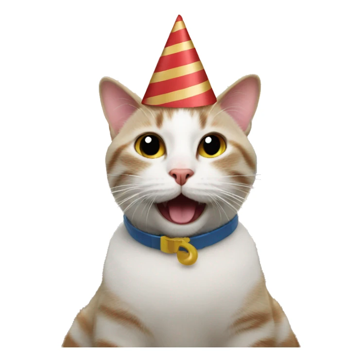 cat wearing a birthday hat on a boat sticker