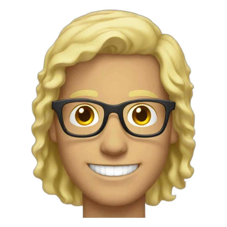 Blonde white man curved glasses smiling sticker
